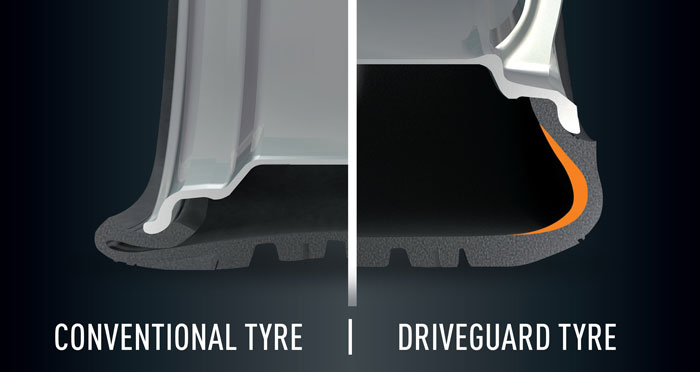 Bridgestone DriveGuard VS Normal Tyre